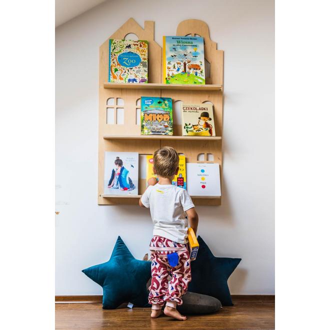 Detská trojposchodová závesná polica na knihy a hračky