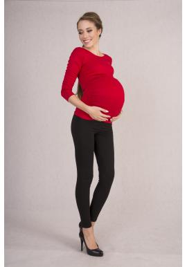 Tehotenská blúzka s dlhými rukávmi v červenej farbe