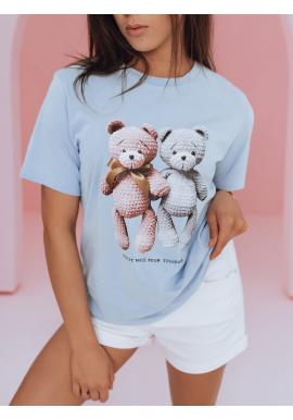Svetlomodré voľnejšie tričko s potlačou medvedíkov pre dámy