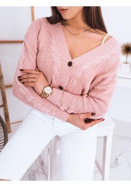 Ružový zapínaný sveter pre dámy