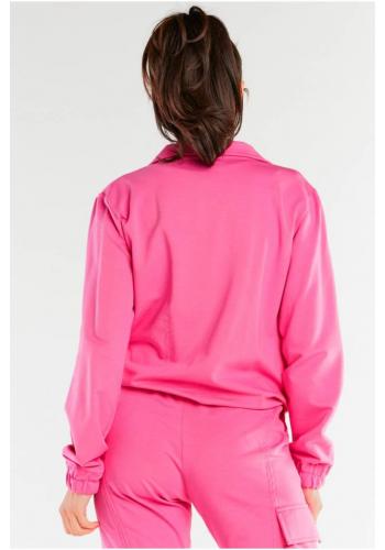 Ružová voľná mikina na zips pre dámy