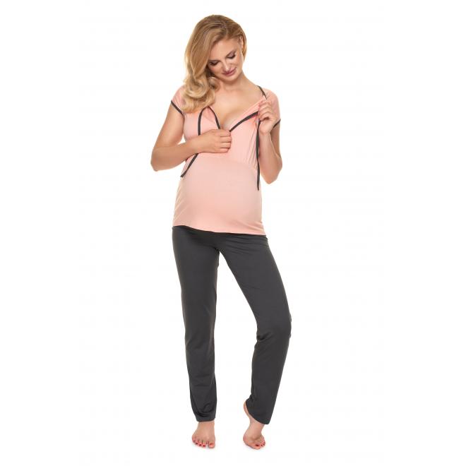 E-shop Dvojdielne tehotenské a dojčiace pyžamo v púdrovej farbe