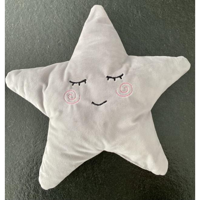 Sivý detský vankúšik v tvare hviezdy