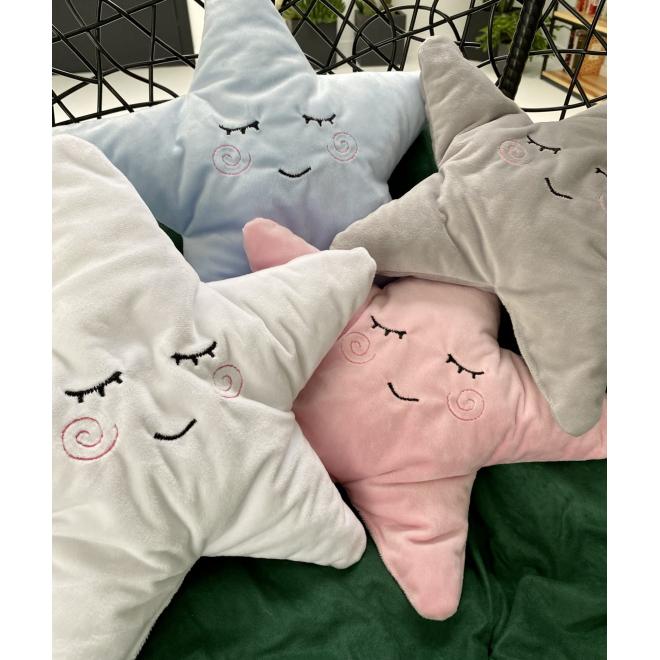 Sivý detský vankúšik v tvare hviezdy