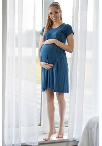 Modrá tehotenská a dojčiaca košeľa s dojčenskou vložkou