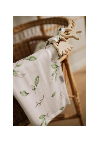 Detska mušelínovo - bambusová letná deka s motívom listov