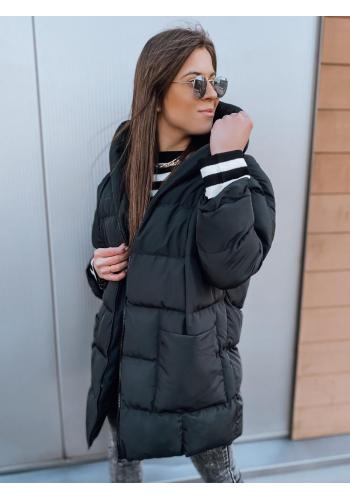 Oversize dámska bunda čiernej farby na zimu