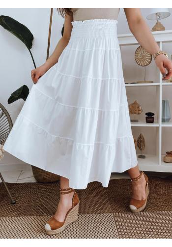 Dámska biela maxi sukňa s gumou v páse