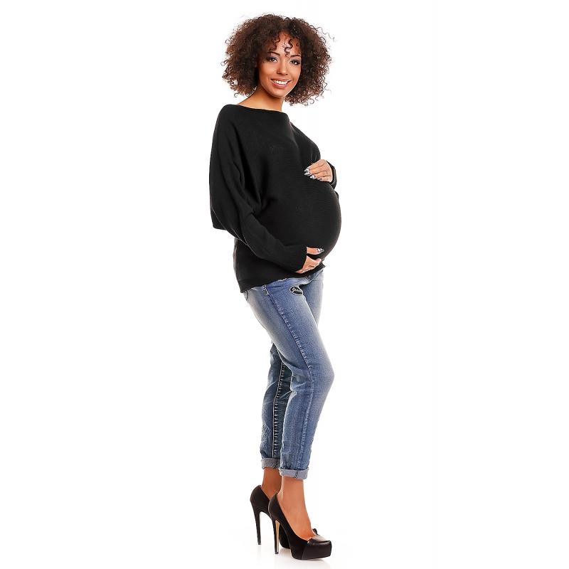 Svetlo sivý oversize sveter pre tehotné