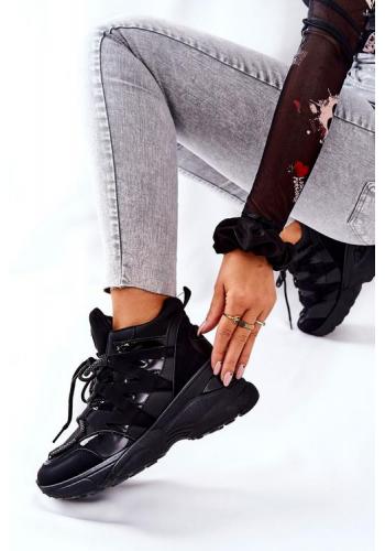 Športové čierne šnúrovacie Sneakersy pre dámy