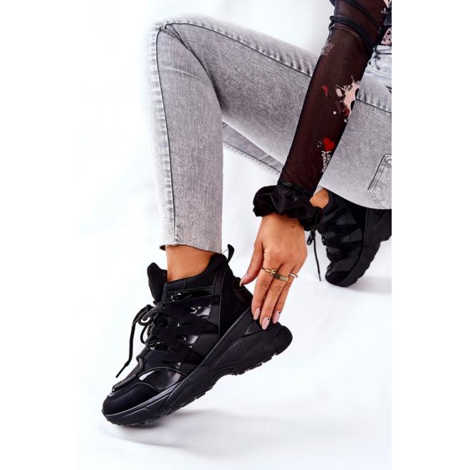 E-shop Športové čierne šnúrovacie Sneakersy pre dámy v akcii