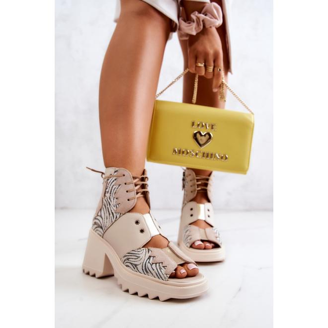E-shop Béžové kožené topánky pre dámy