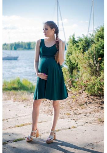 Voľné elegantné zelené tehotenské a dojčiace šaty v akcii