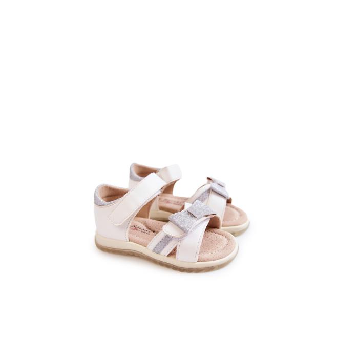 E-shop Biele dievčenské sandále s mašličkou