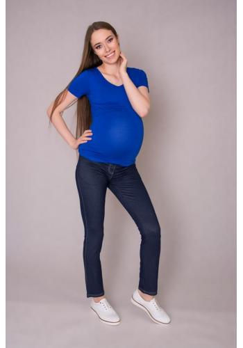 Klasická modrá tehotenská a dojčiaca blúzka vo výpredaji
