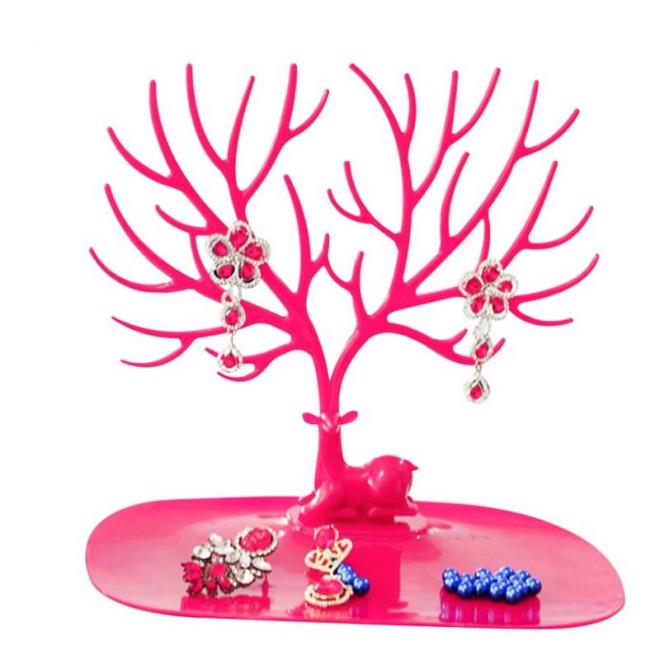 E-shop Červený stojan na šperky v tvare stromu