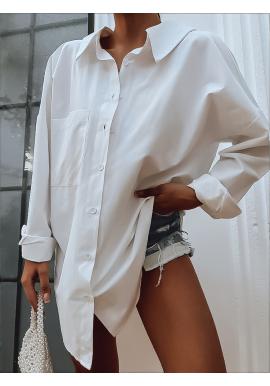 Dlhá asymetrická košeľa v bielej farbe