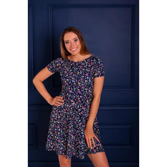 E-shop Tehotenské modré šaty s kvetmi