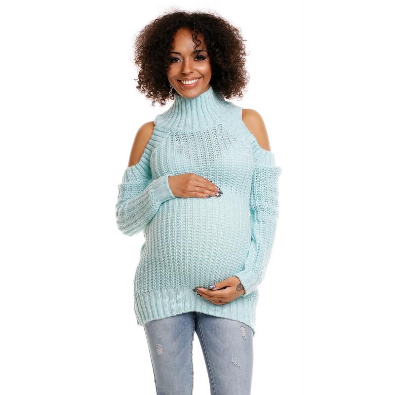 E-shop Mätový huňatý sveter s odhalenými ramenami pre tehotné