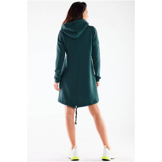 Zelené asymetrické šaty s kapucňou