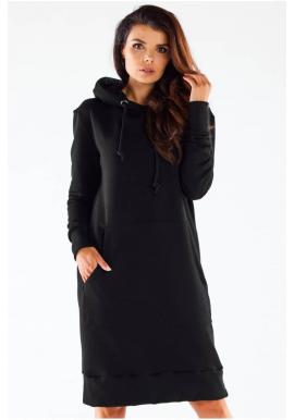 Čierne mikinové šaty s kapucňou
