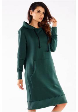 Mikinové šaty s kapucňou v zelenej farbe