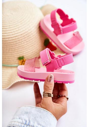 Ružové dievčenské sandále na suchý zips