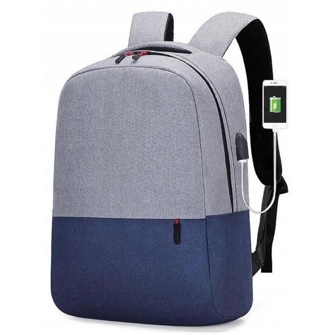 E-shop Sivo-modrý športový ruksak s USB portom