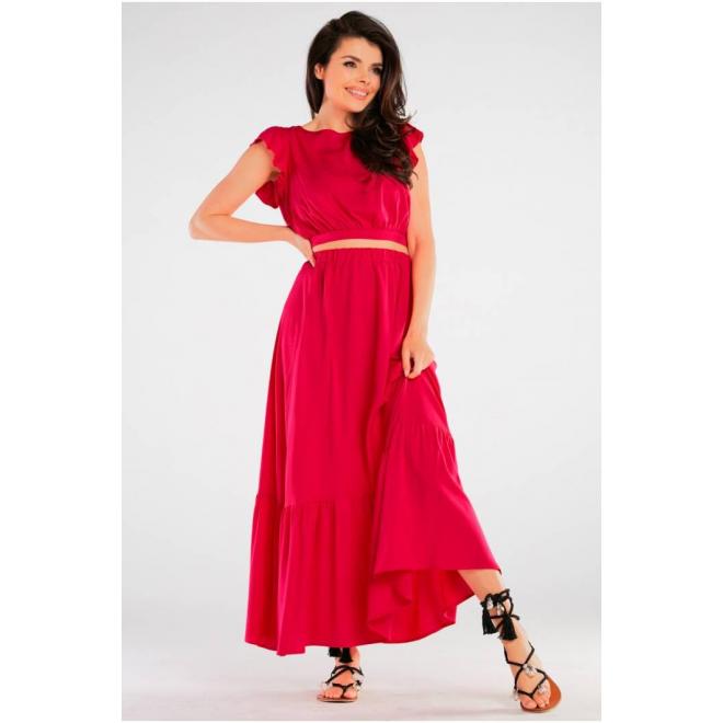 E-shop Maxi sukňa s volánom v ružovej farbe