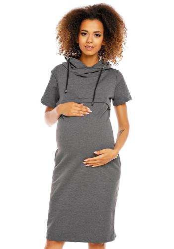 Tehotenské a dojčiace šaty s krátkym rukávom v béžovej farbe
