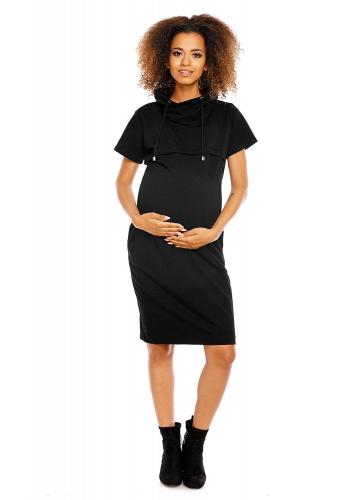 Tmavosivé tehotenské a dojčiace šaty s krátkym rukávom