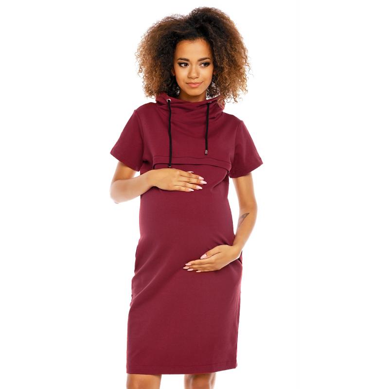E-shop Bordové tehotenské a dojčiace šaty s krátkym rukávom
