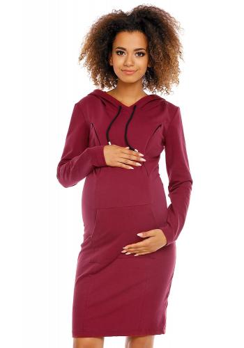 Tehotenské a dojčiace cappuccinové šaty s kapucňou