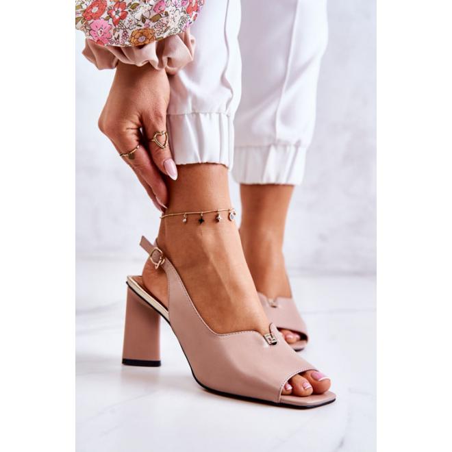E-shop Béžové sandále na podpätku pre dámy