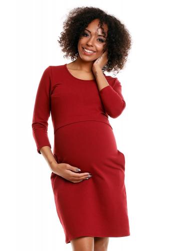 Purpurové tehotenské a dojčiace šaty s 3/4 rukávom