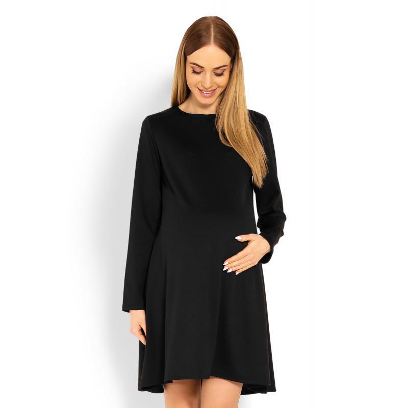 E-shop Tehotenské čierne šaty s voľným strihom