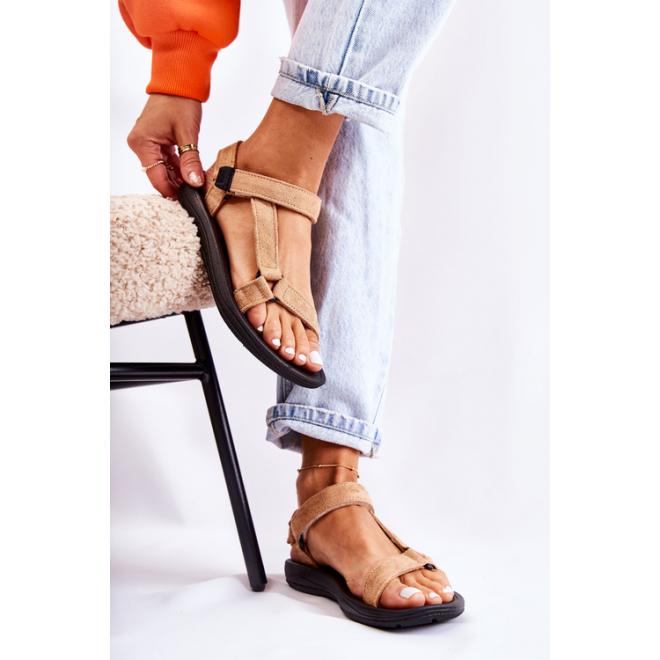 E-shop Béžové dámske semišové sandále