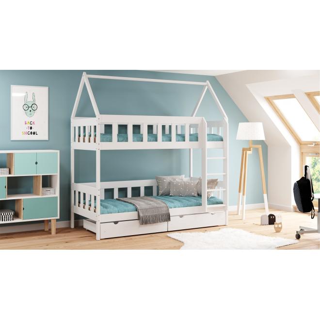 E-shop Detská poschodová domčeková posteľ - 200x90 cm