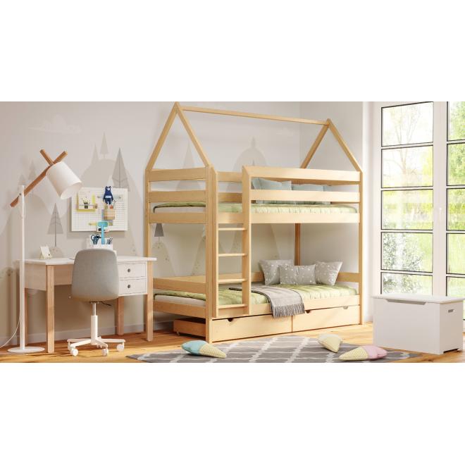E-shop Detská poschodová domčeková posteľ - 190x80 cm