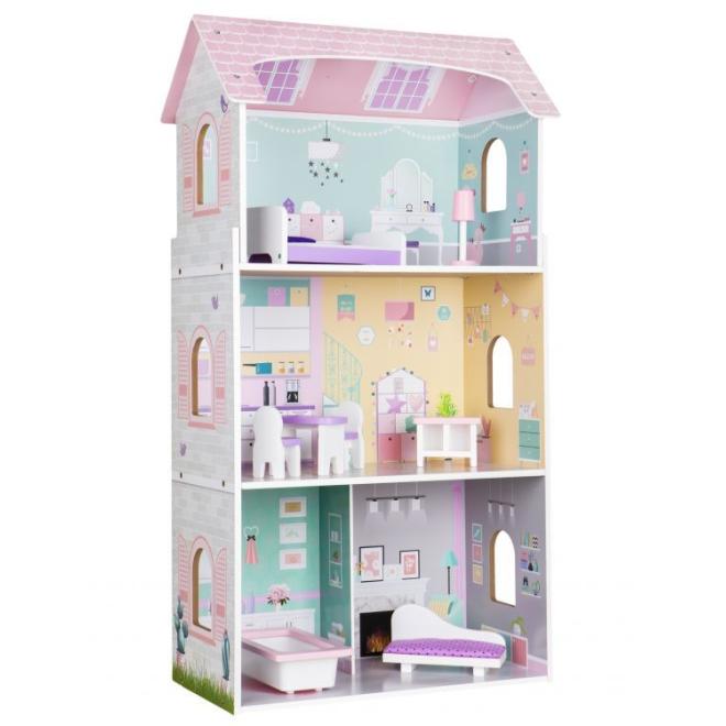 E-shop Ružový drevený domček pre bábiky