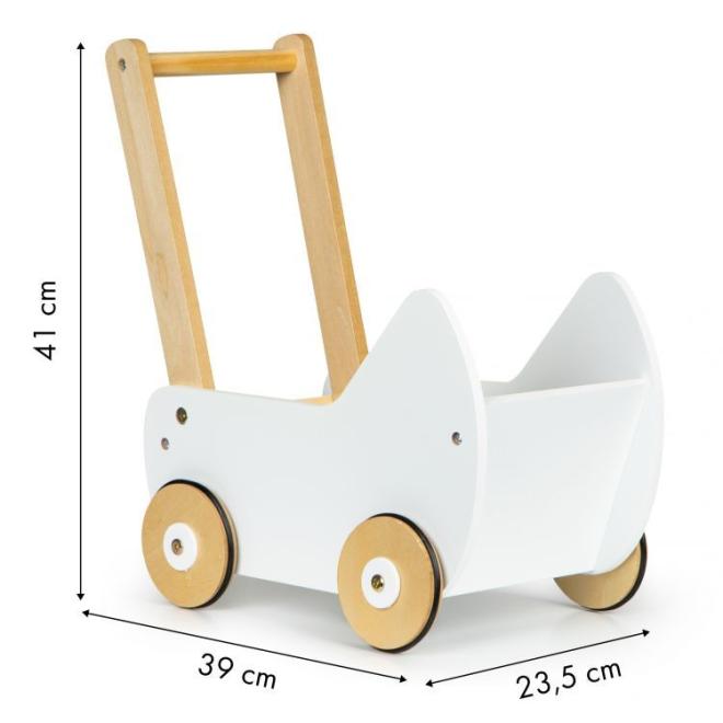Drevený vozík pre bábiky - posúvacie chodítko