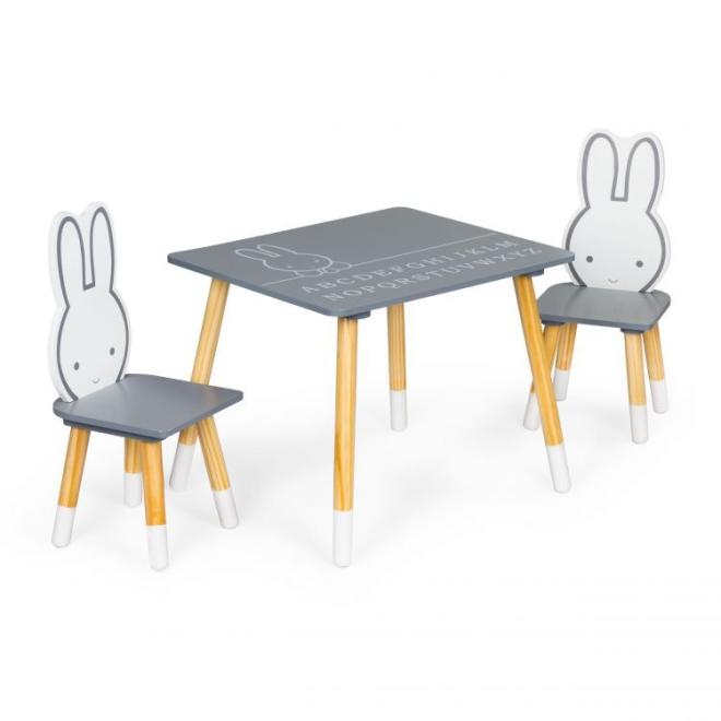 E-shop Sivý drevený set stola a 2 stoličiek