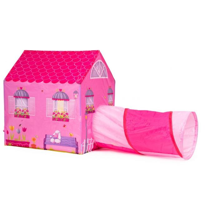 E-shop Detský ružový domček s tunelom