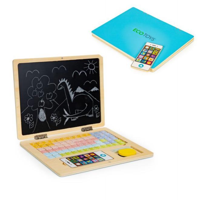 E-shop Modrý detský notebook - magnetická vzdelávacia tabuľa
