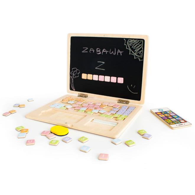E-shop Drevený detský notebook - magnetická vzdelávacia tabuľa