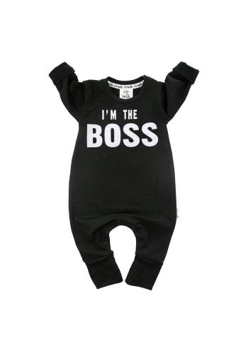 Čierny overal I LOVE MILK s nápisom i m the boss v zľave