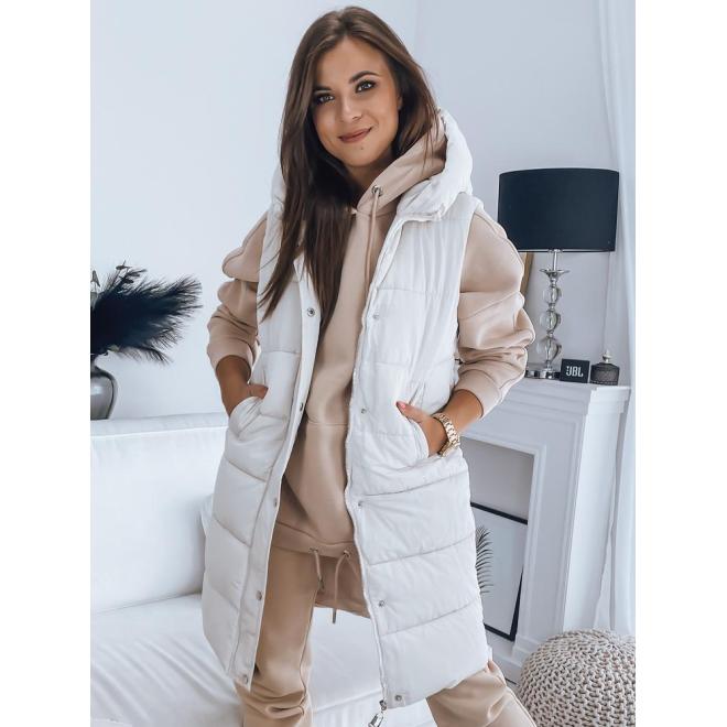 E-shop Biela prešívaná vesta s kapucňou