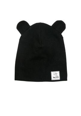 Čierna čiapka s ušami I LOVE MILK pre deti v zľave