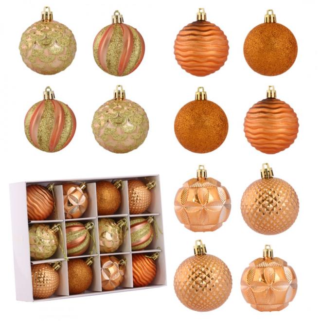 E-shop Sada 12 vianočných gúľ oranžovej farby