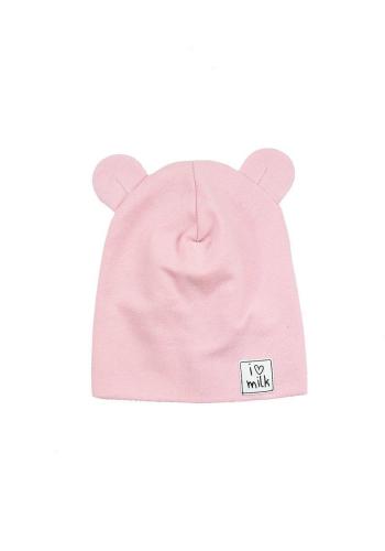 Ružová čiapka s ušami I LOVE MILK pre deti v zľave